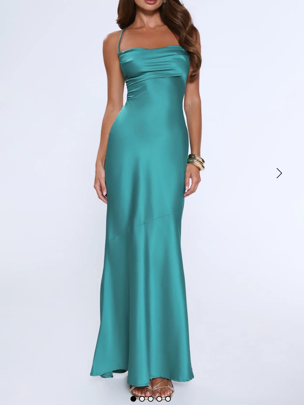 HELLO MOLLY EXCLUSIVE EVENING ENERGY SATIN MAXI DRESS GREEN
